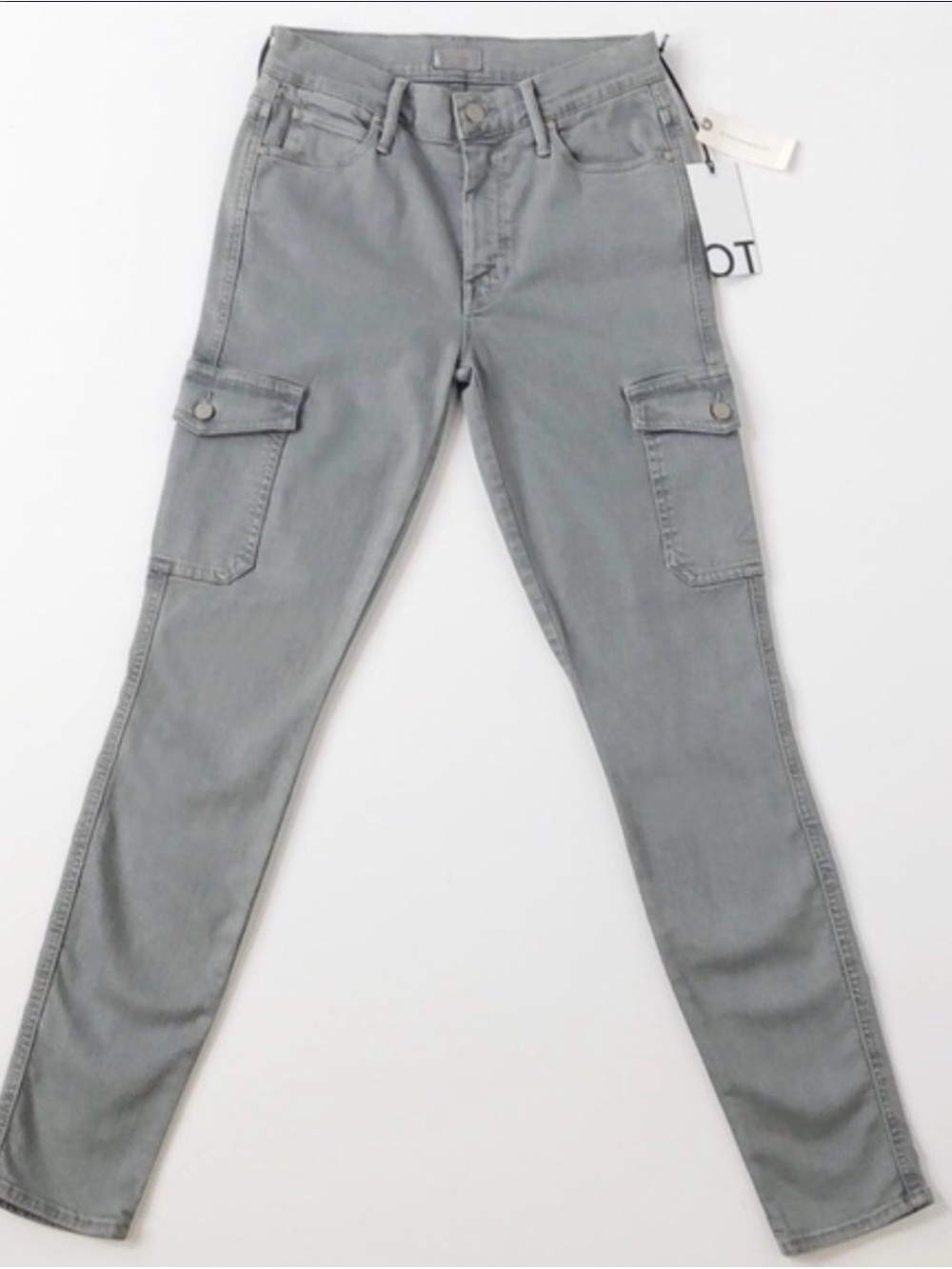 MOTHER Women's Ankle Cargo Pants in Light Gray